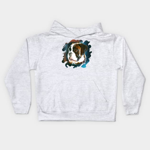 Boxer dog Portrait Kids Hoodie by Nartissima